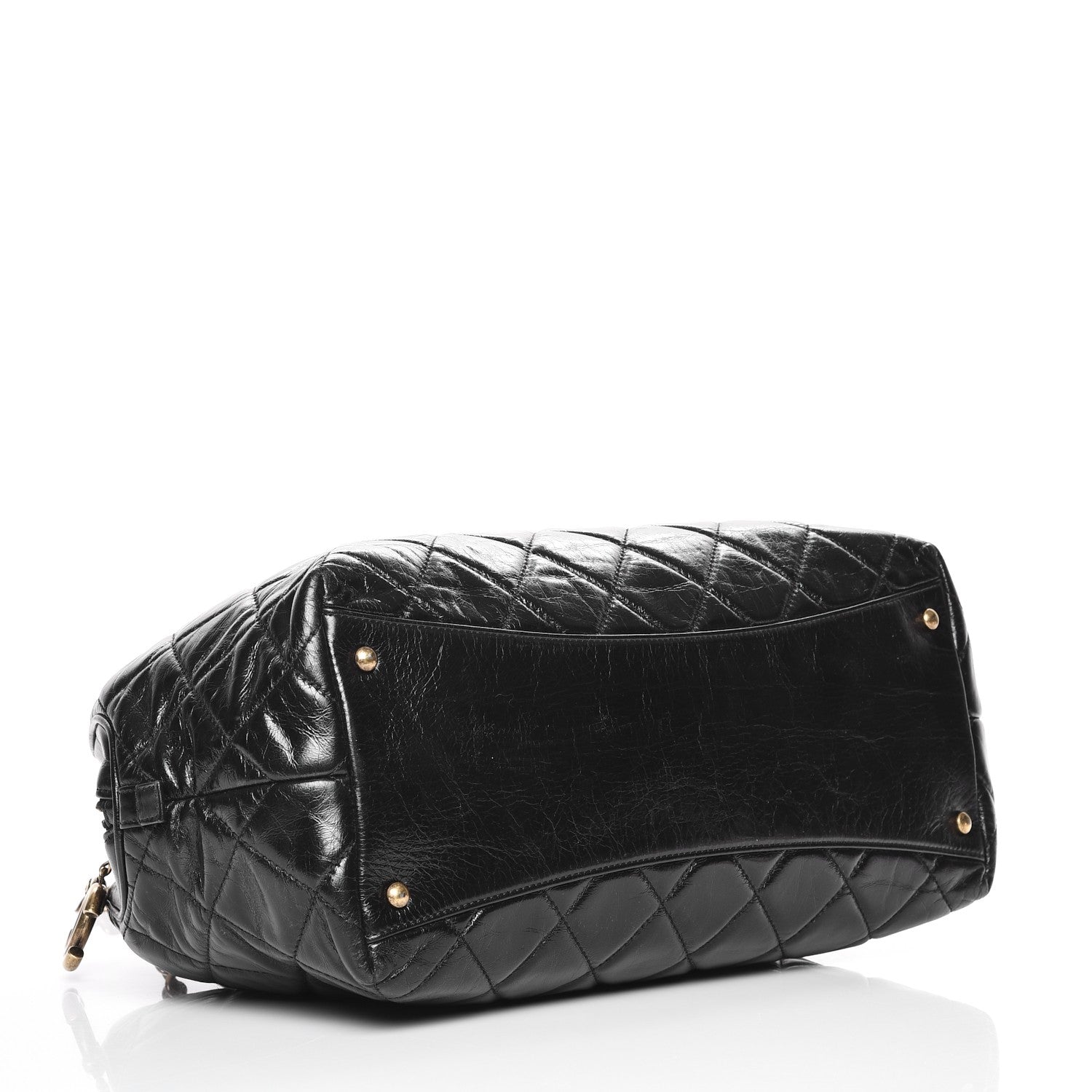Chanel Glazed Calfskin Castle Rock Bowling Bag Black 5 of 12