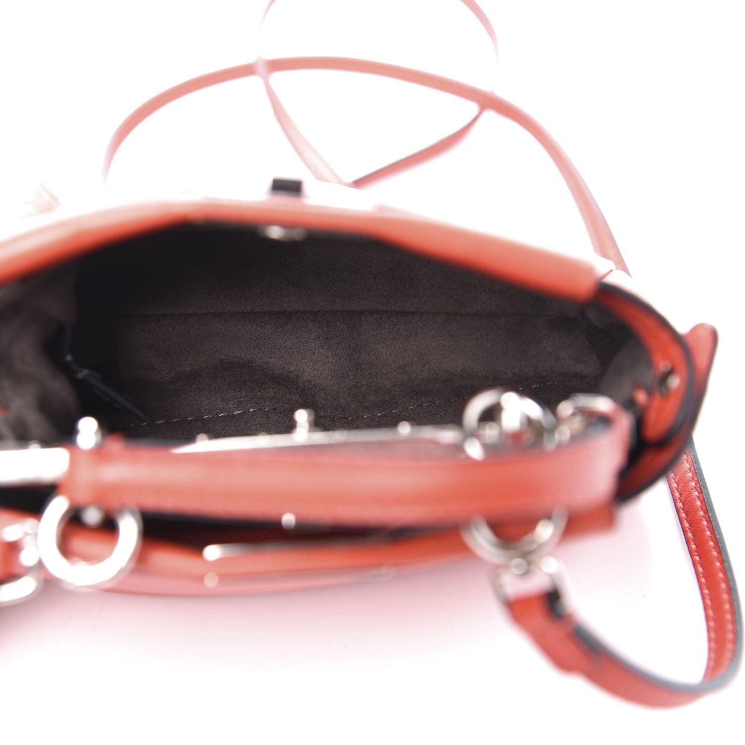 Fendi Shiny Nappa Micro Peekaboo Iconic Satchel Rosso Pimento 6 of 13