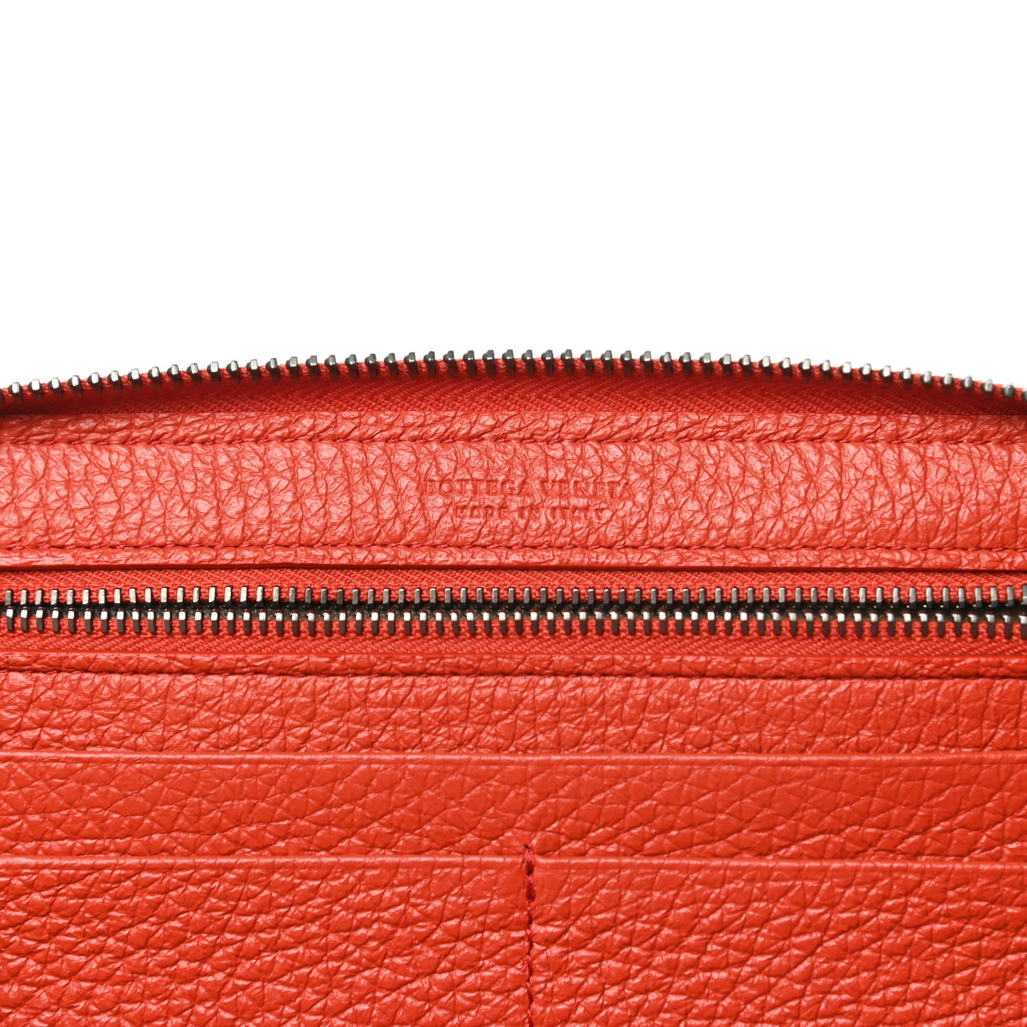 Goatskin Intrecciato Zip Around Wallet Orange