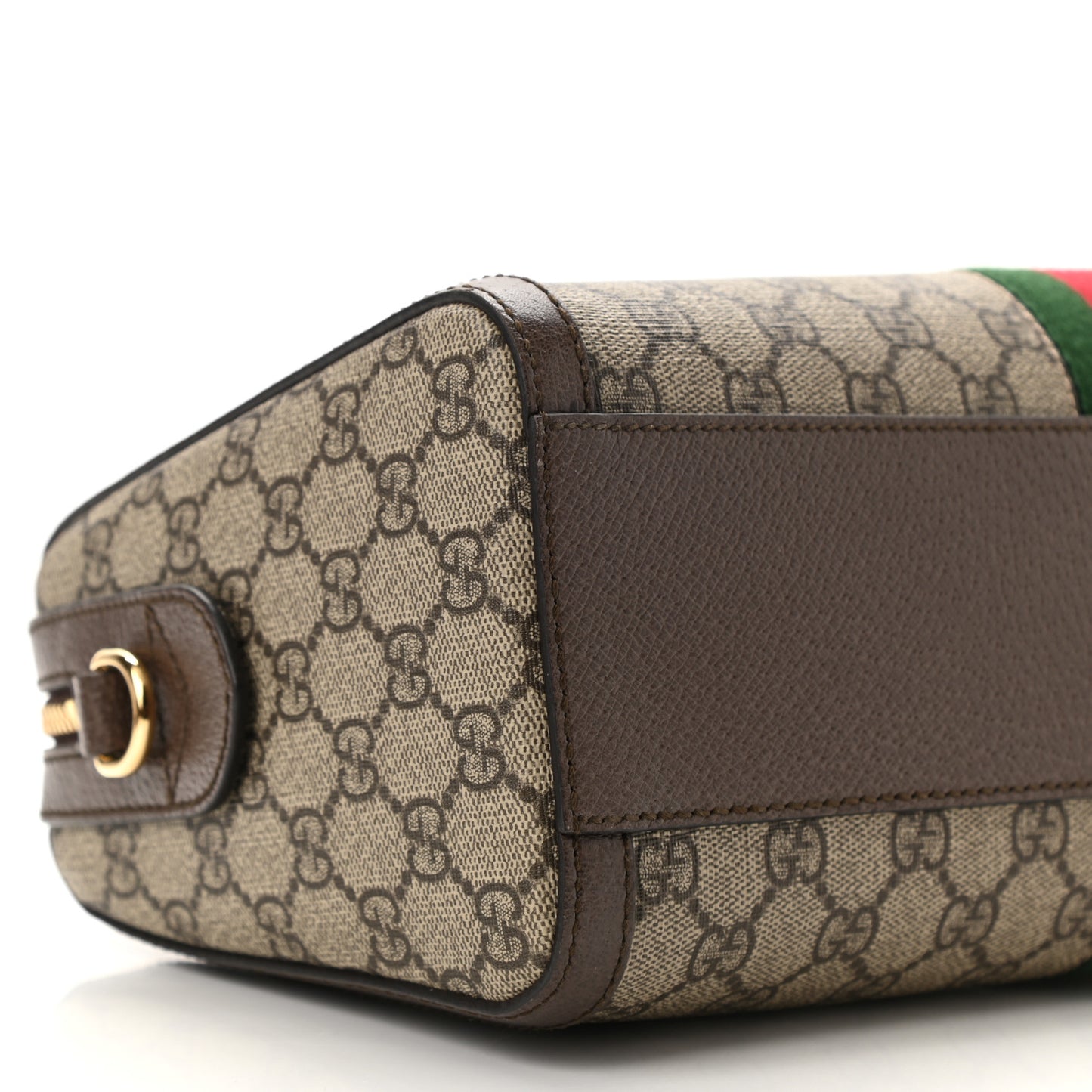GG Supreme Monogram Textured Dollar Calfskin Web Medium Ophidia Boston Beige Ebony New Acero