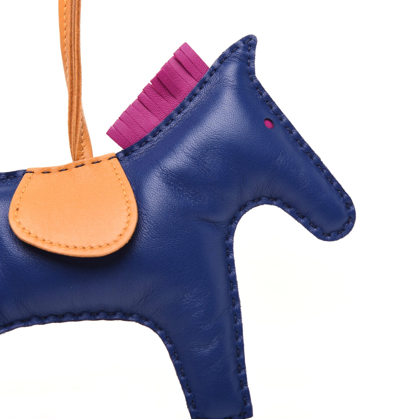 Milo Lambskin Grigri Rodeo Bag Charm GM Saphir Rose Pourpre Naturel Bouton D'Or