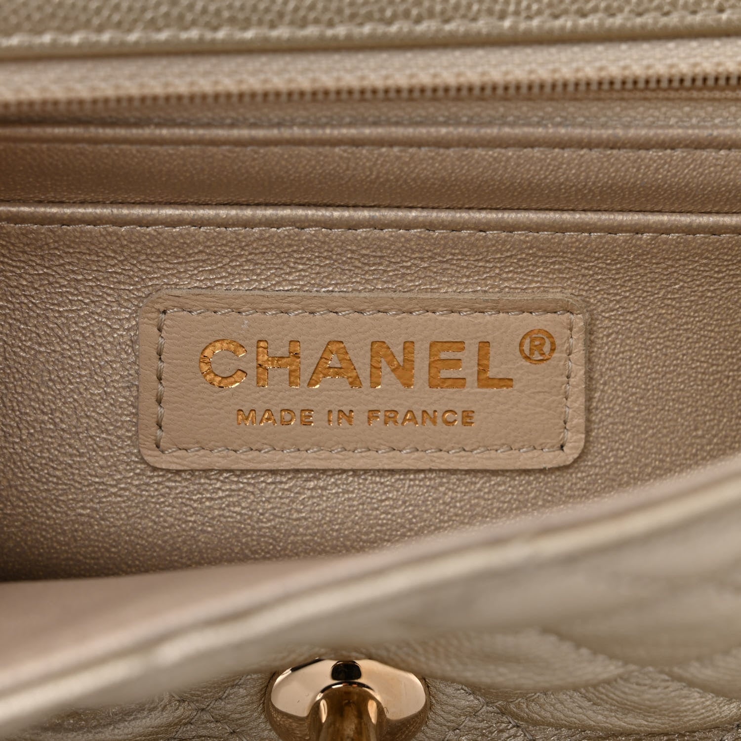 Chanel Metallic Caviar Quilted Mini Rectangular Flap Gold 6 of 12