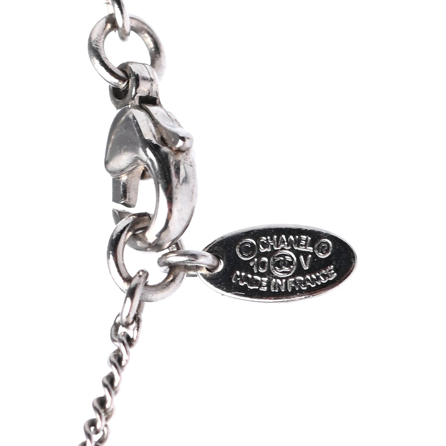 Chanel Crystal Timeless CC Necklace Silver 4 of 4