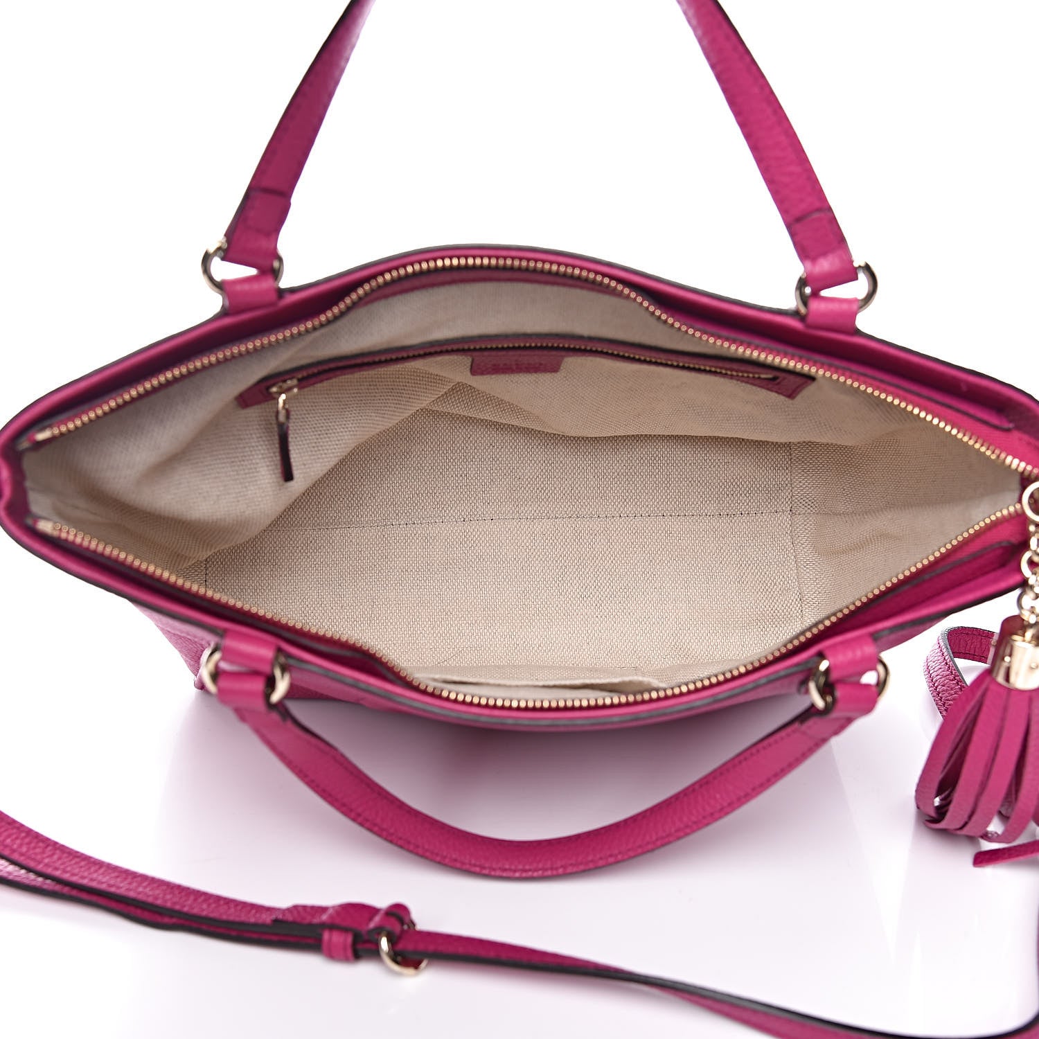 Gucci Pebbled Calfskin Small Soho Top Handle Bag Bright Bougainvillea 6 of 12