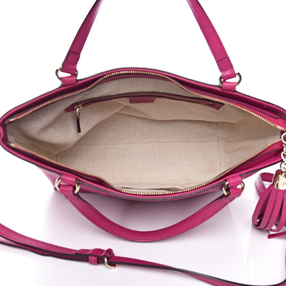 Gucci Pebbled Calfskin Small Soho Top Handle Bag Bright Bougainvillea 6 of 12