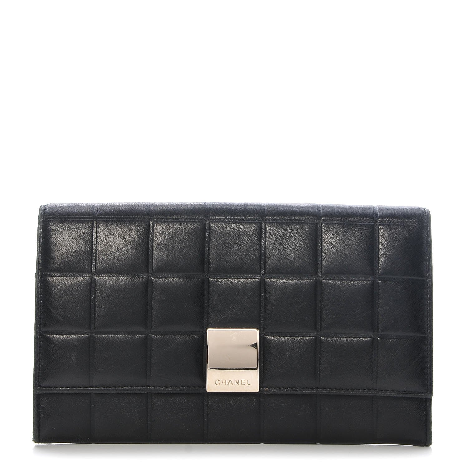 Chanel Lambskin Quilted Chocolate Bar Long Wallet Black 1 of 10