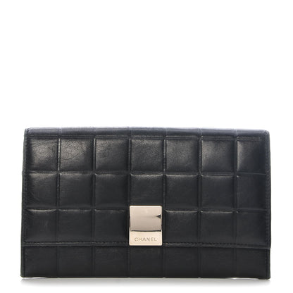 Chanel Lambskin Quilted Chocolate Bar Long Wallet Black 1 of 10