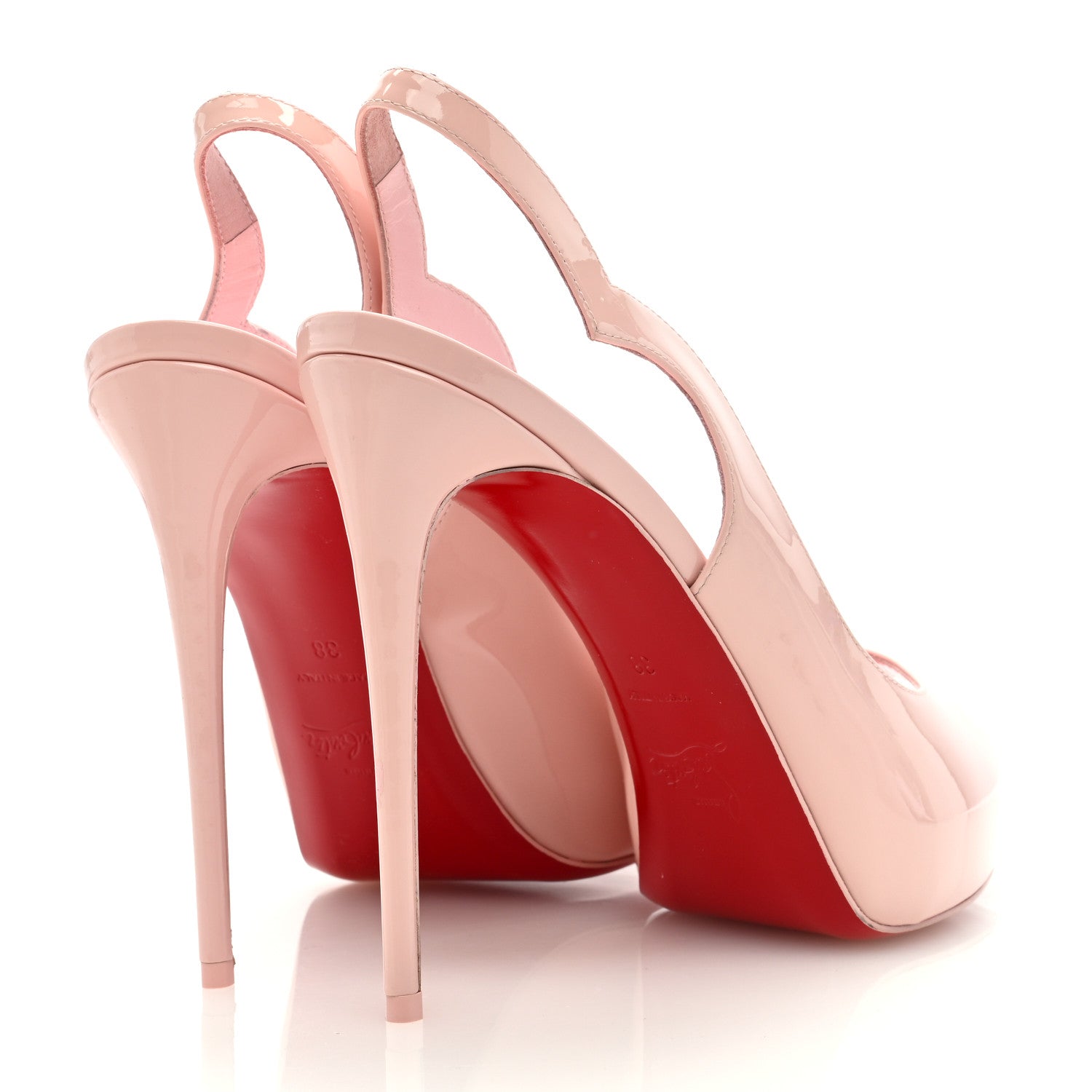 Christian Louboutin Patent Hot Chick Slingback Alta Platform Peep Toe 120 Pumps 38 Rosy 4 of 9
