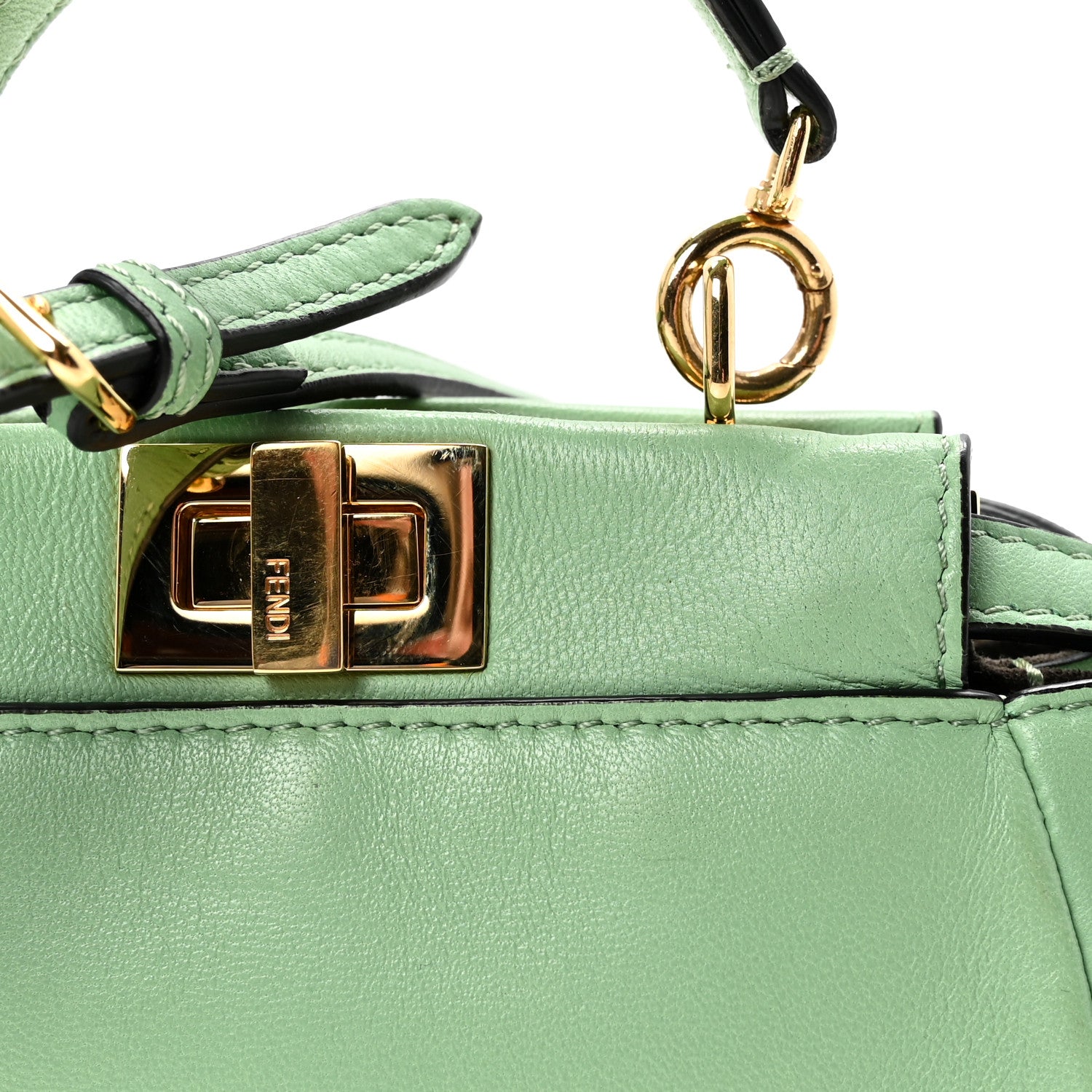 Fendi Shiny Nappa Micro Peekaboo Iconic Satchel Verde Acqua 7 of 9
