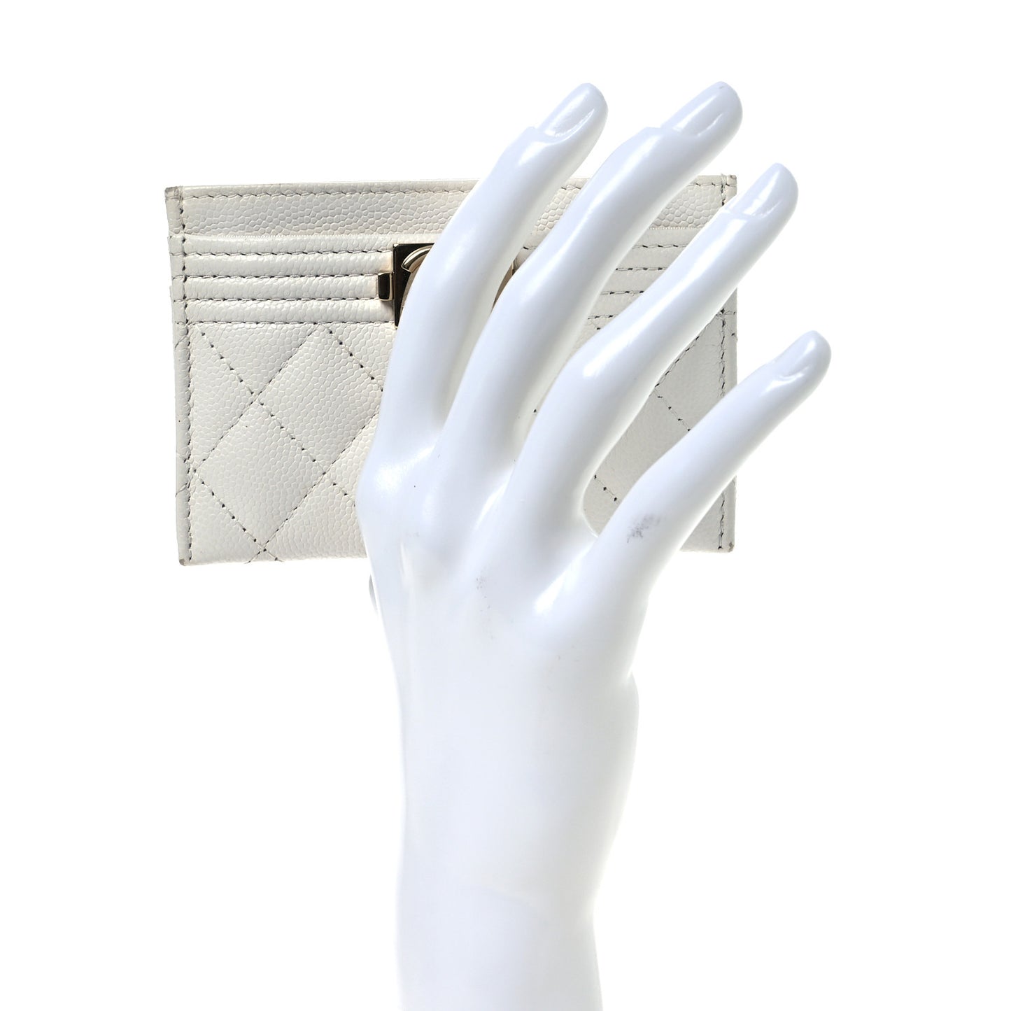 Caviar Quilted Boy Card Holder White