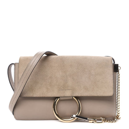 Chloe Suede Calfskin Small Faye Shoulder Bag Motty Grey 1 of 12