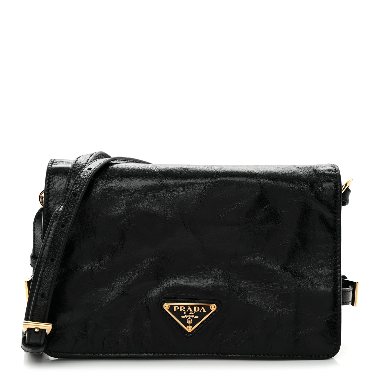 Soft Lux Calfskin Triangle Mini Shoulder Bag Black