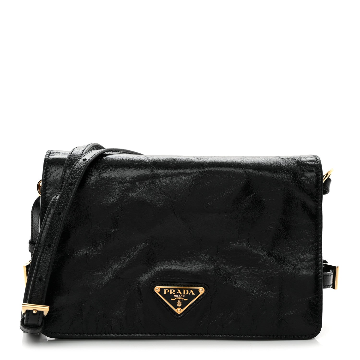 Prada Soft Lux Calfskin Triangle Mini Shoulder Bag Black 1 of 11