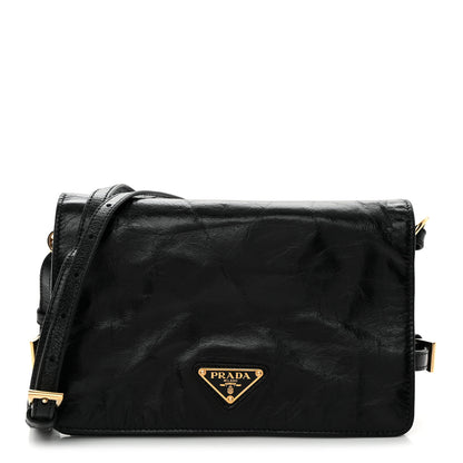 Prada Soft Lux Calfskin Triangle Mini Shoulder Bag Black 1 of 11
