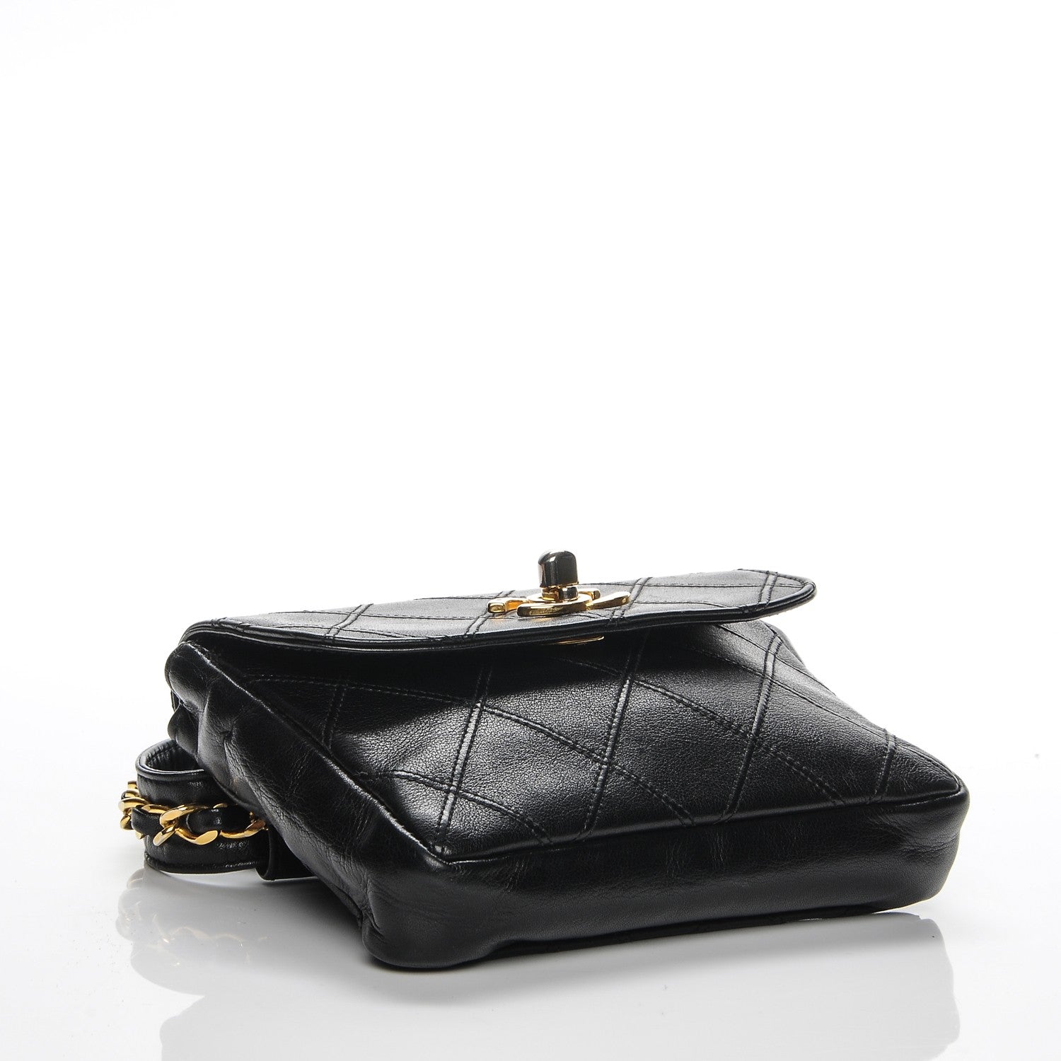 Chanel Lambskin Diamond Stitched Flap Waist Chain Belt Bag Black 4 of 10