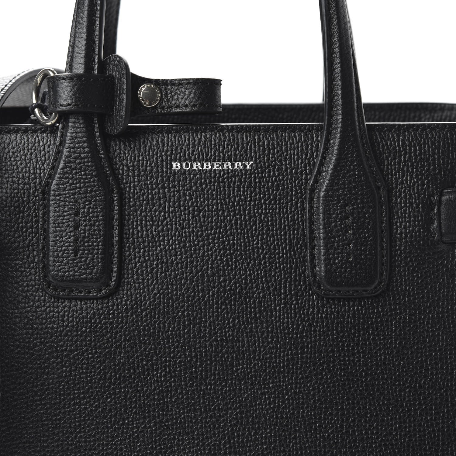 Burberry Grainy Calfskin House Check Small Banner Tote Black 9 of 9