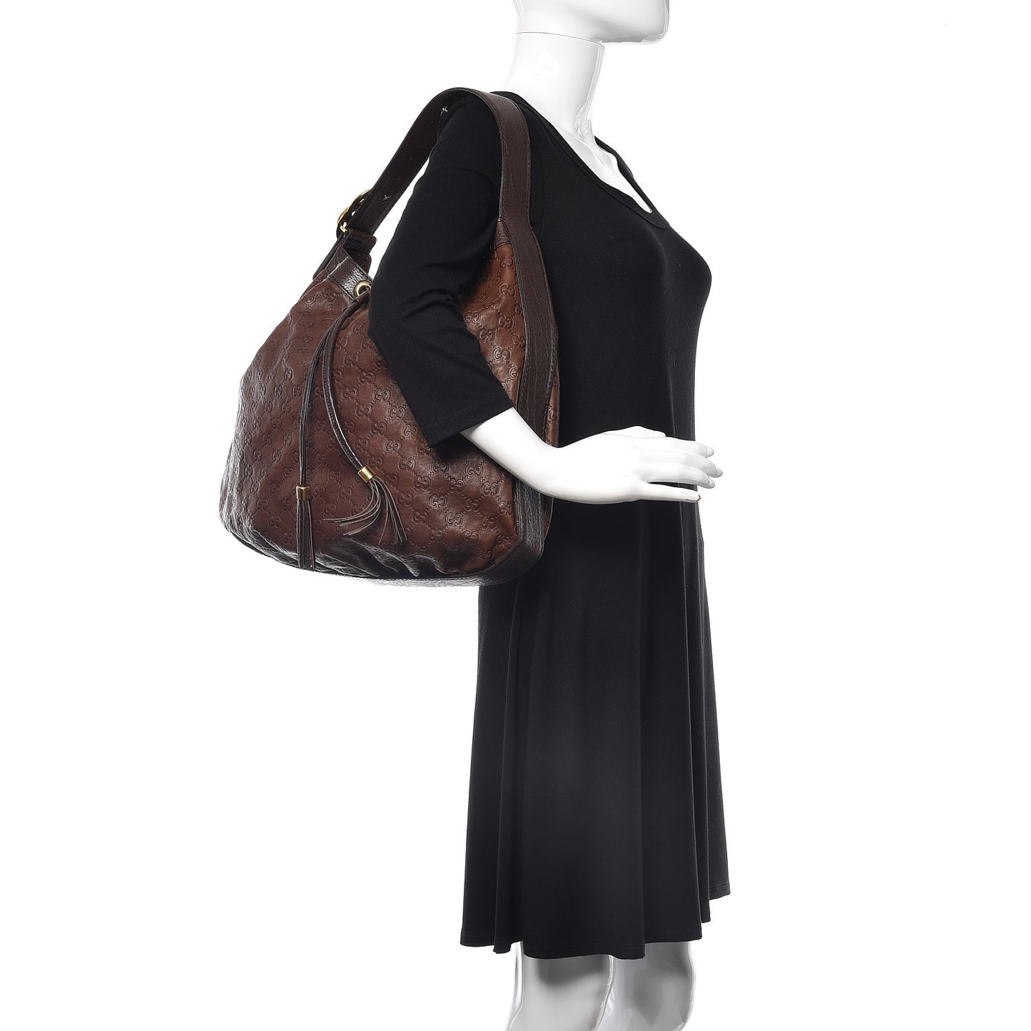 Guccissima Medium Interlocking Icon Shoulder Bag Dark Brown