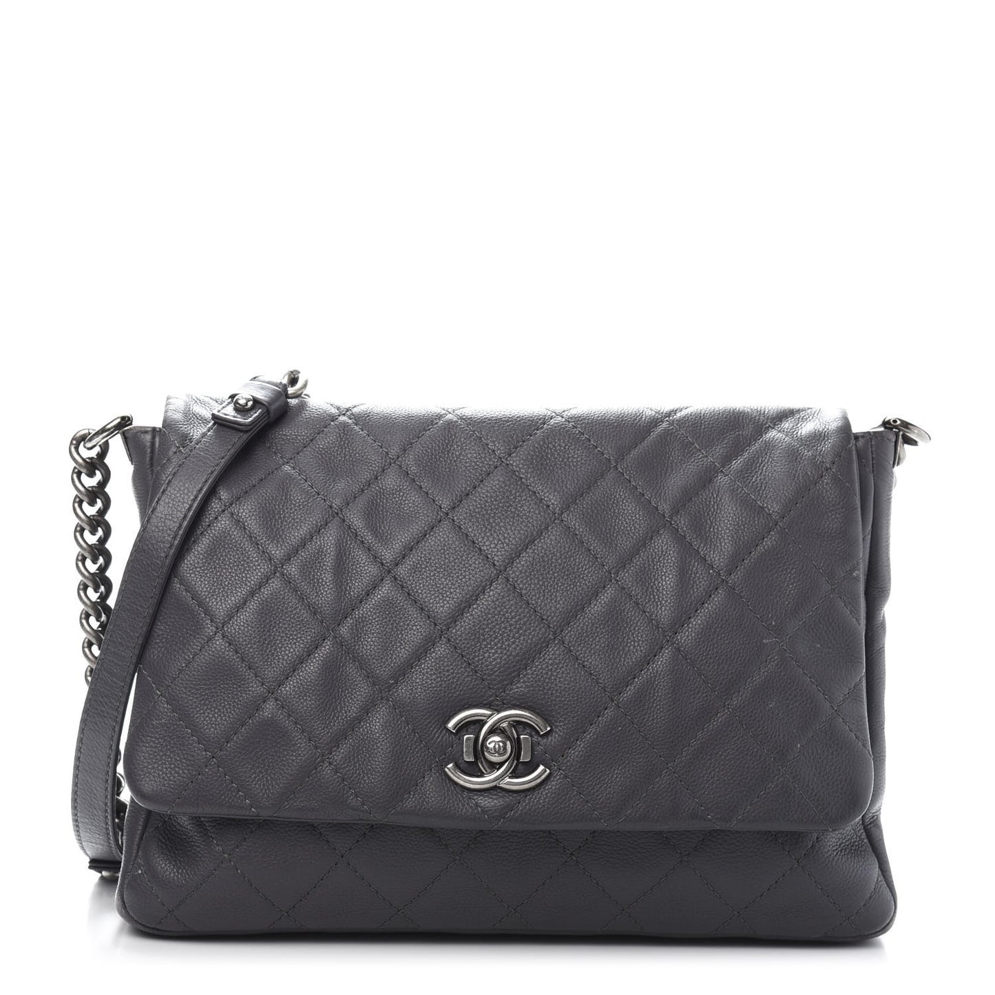 Calfskin Quilted Couture Messenger Grey