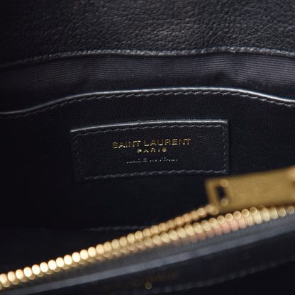 Saint Laurent Sheepskin Matelasse Chevron Monogram Medium College Bag Black 6 of 10