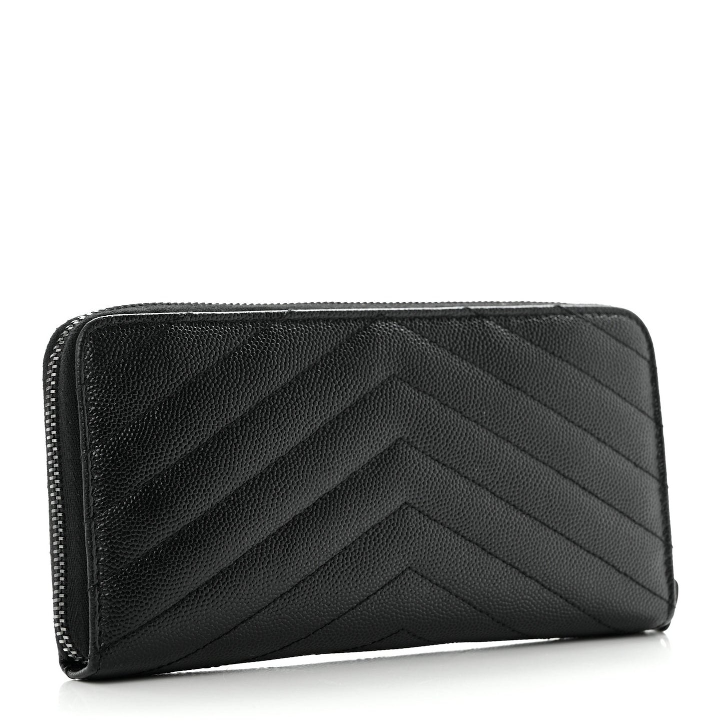 Grain De Poudre Matelasse Chevron Monogram Monochrome Zip Around Wallet Black