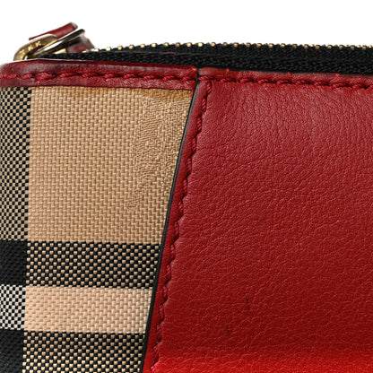 Burberry Haymarket Check Leather Zip Around Wallet Red 10 of 11