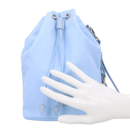 Prada Re-Nylon Saffiano Vela Bucket Wristlet Celeste 2 of 11