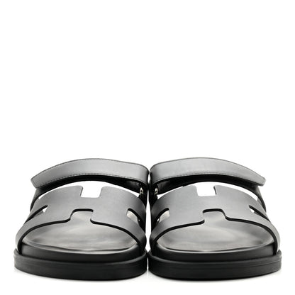Hermes Calfskin Womens Chypre Sandals 38.5 Black 2 of 9