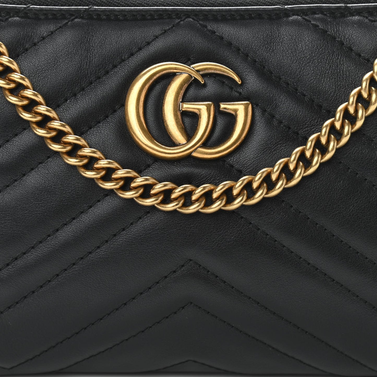 Calfskin Matelasse Mini GG Marmont Chain Bag Black