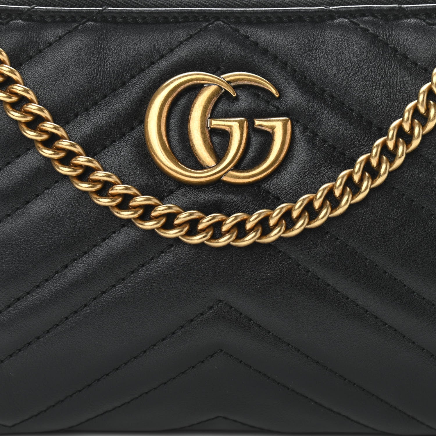 Gucci Calfskin Matelasse Mini GG Marmont Chain Bag Black 8 of 10