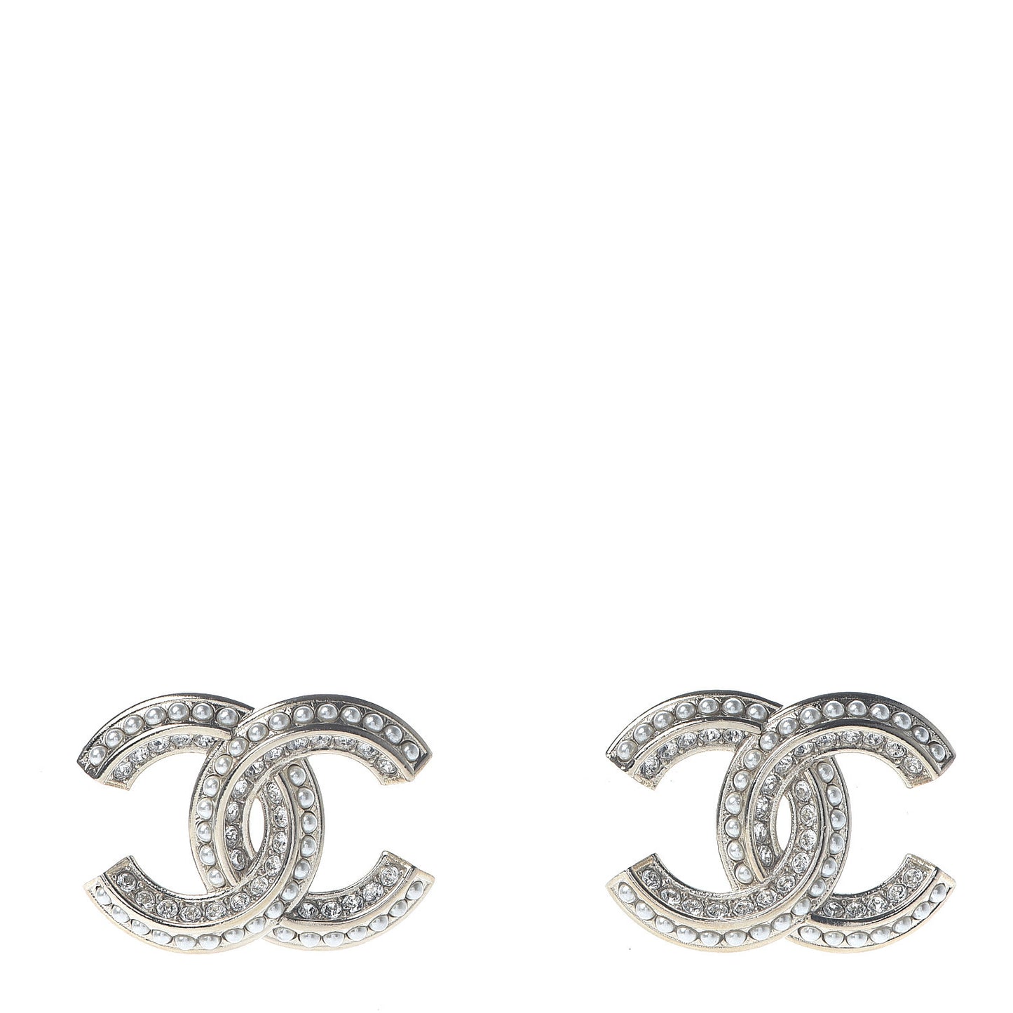 Pearl Crystal CC Earrings Gold