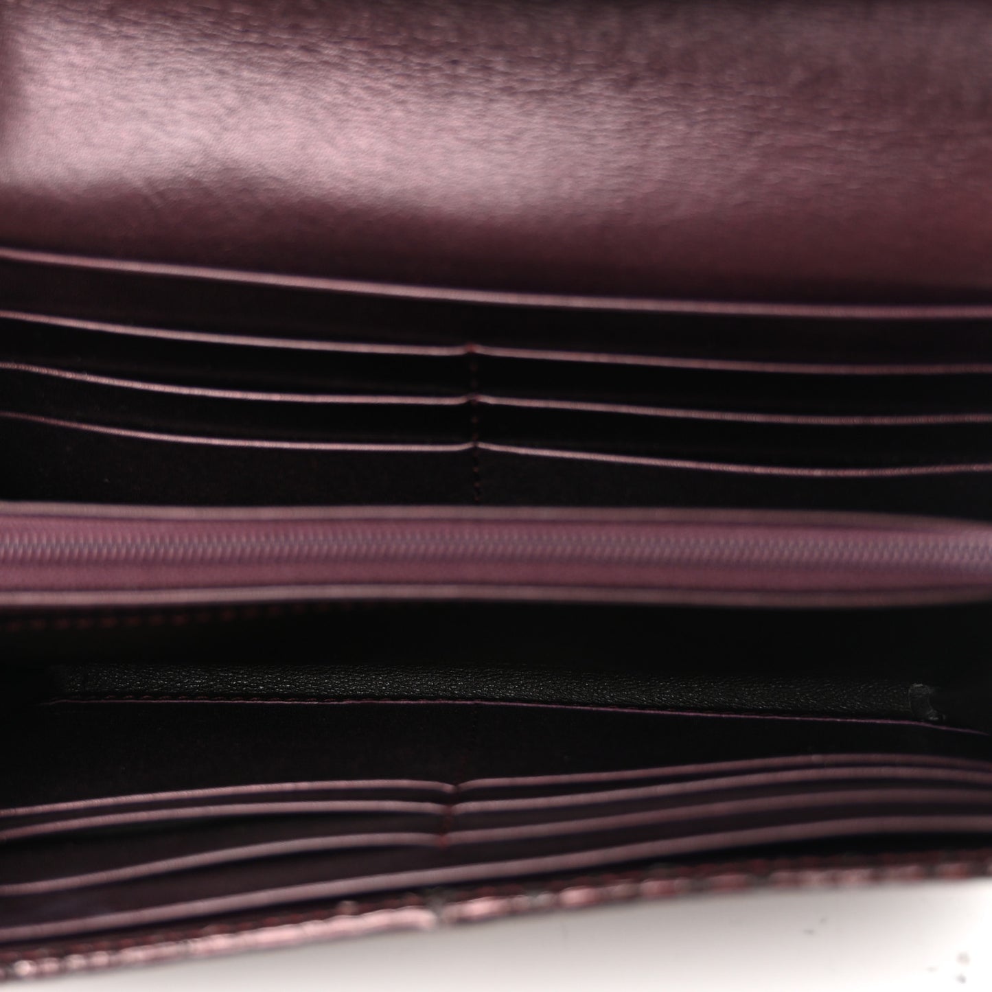Metallic Snakeskin Soft Stirrup Wallet Brown