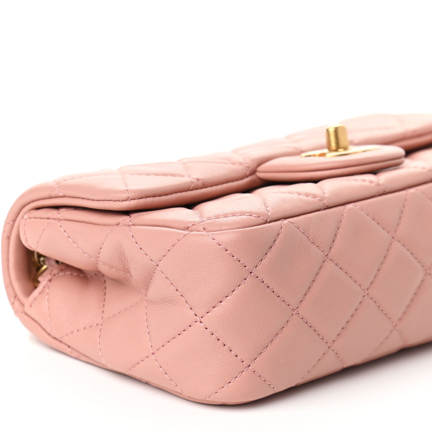 Chanel Lambskin Quilted Mini Rectangular Pearl Crush Flap Dark Pink 8 of 9