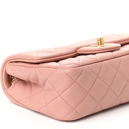 Chanel Lambskin Quilted Mini Rectangular Pearl Crush Flap Dark Pink 8 of 9