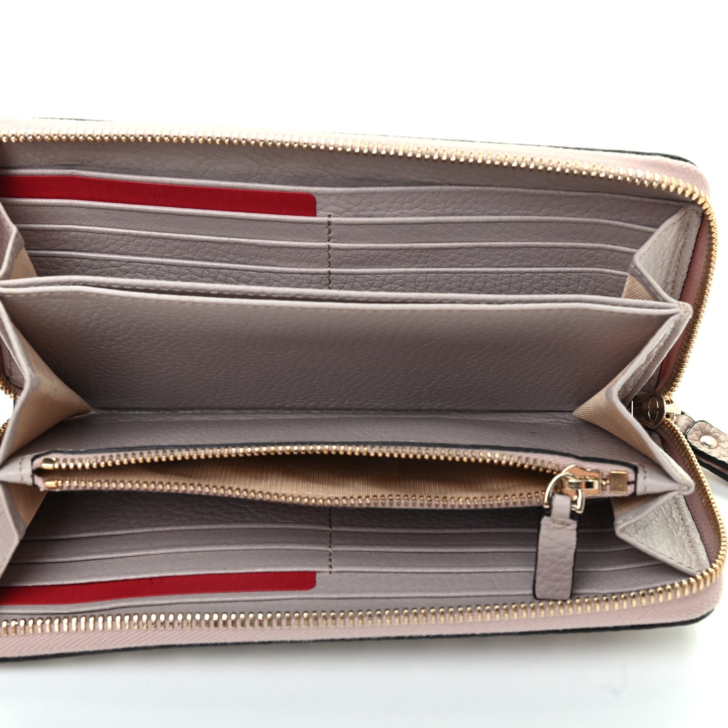 Pebbled Calfskin Rockstud Zip Around Wallet Poudre