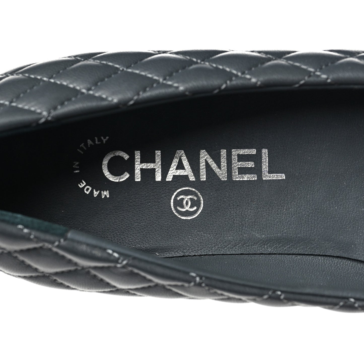 Lambskin Quilted Cap Toe Ballerina Flats 40 Charcoal Black