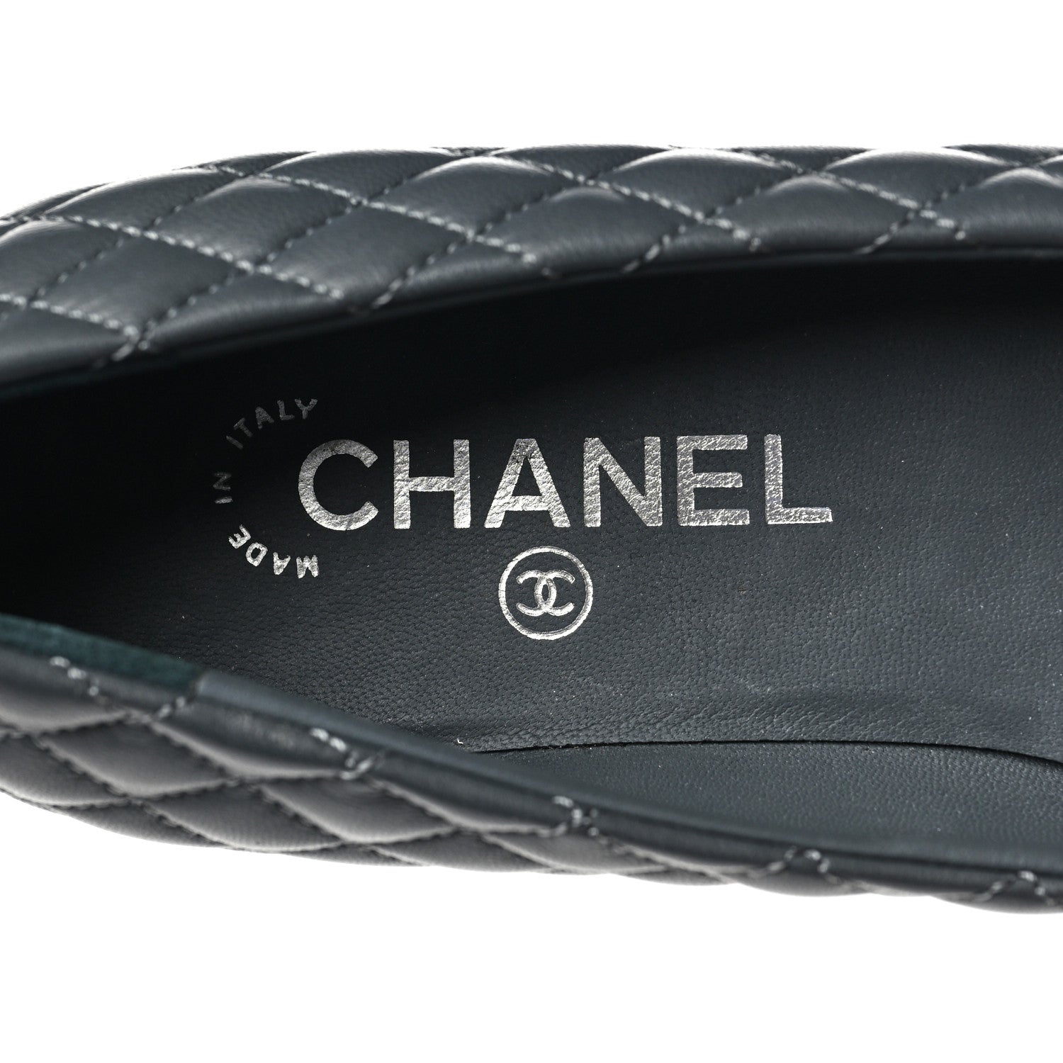 Chanel Lambskin Quilted Cap Toe Ballerina Flats 40 Charcoal Black 7 of 12