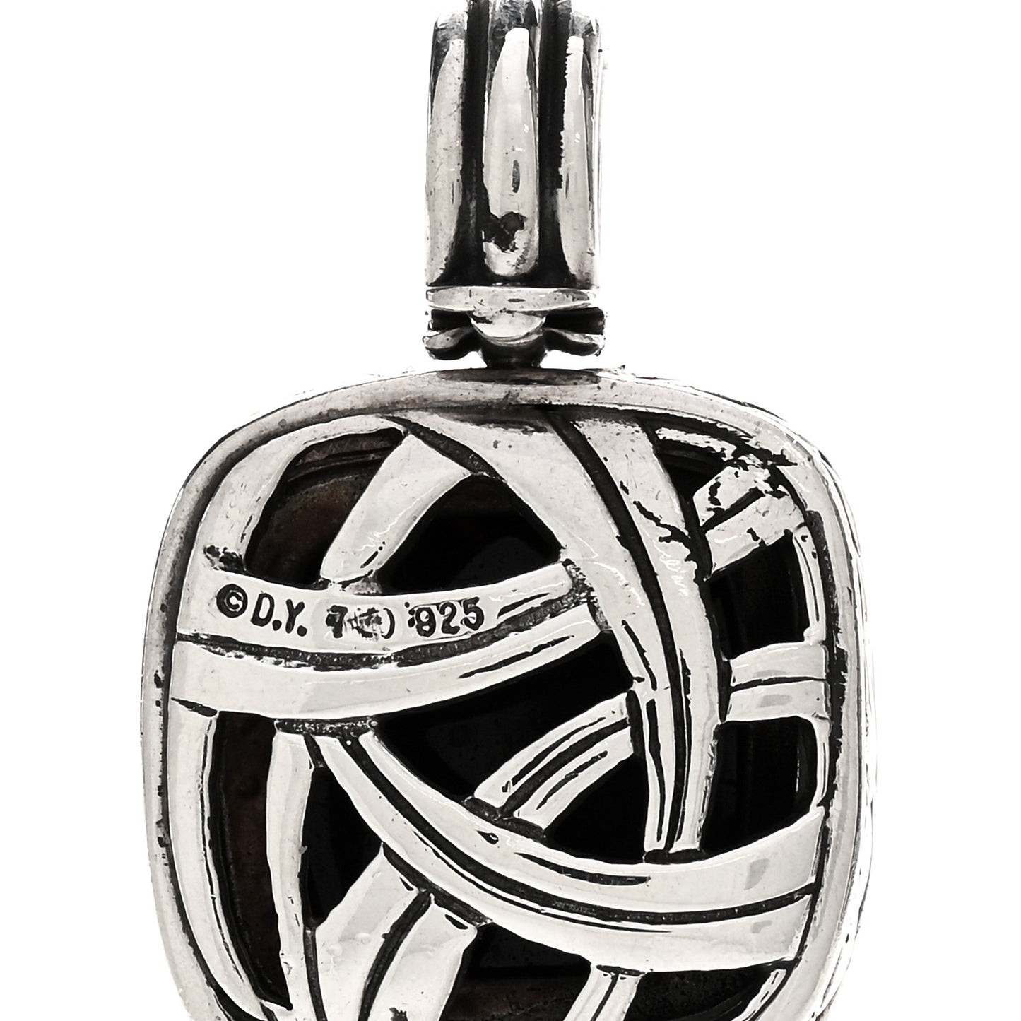 Sterling Silver Black Onyx Diamond 14mm Albion Enhancer Pendant