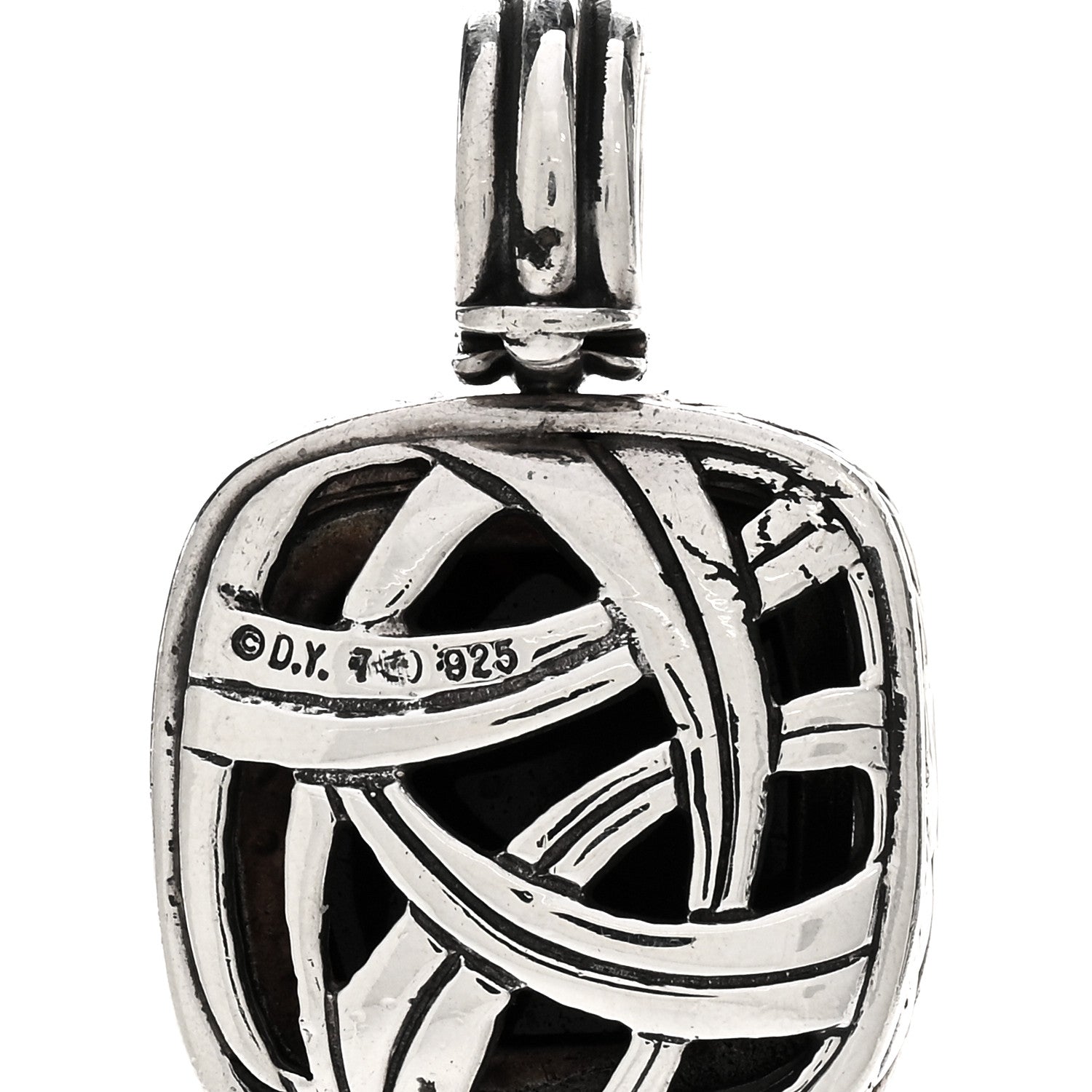 David Yurman Sterling Silver Black Onyx Diamond 14mm Albion Enhancer Pendant 3 of 3