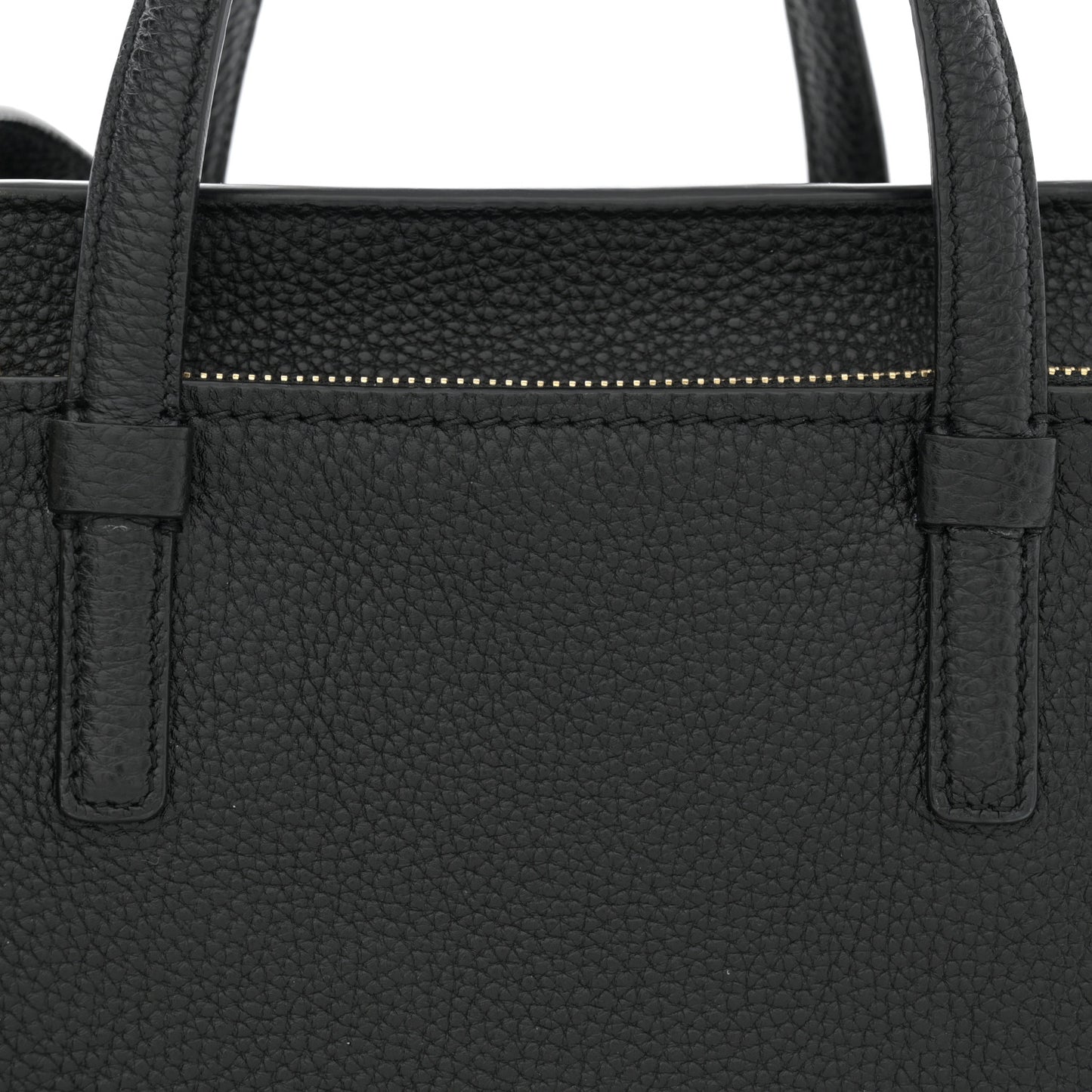Grained Calfskin Double Handle Small Amy Tote Black