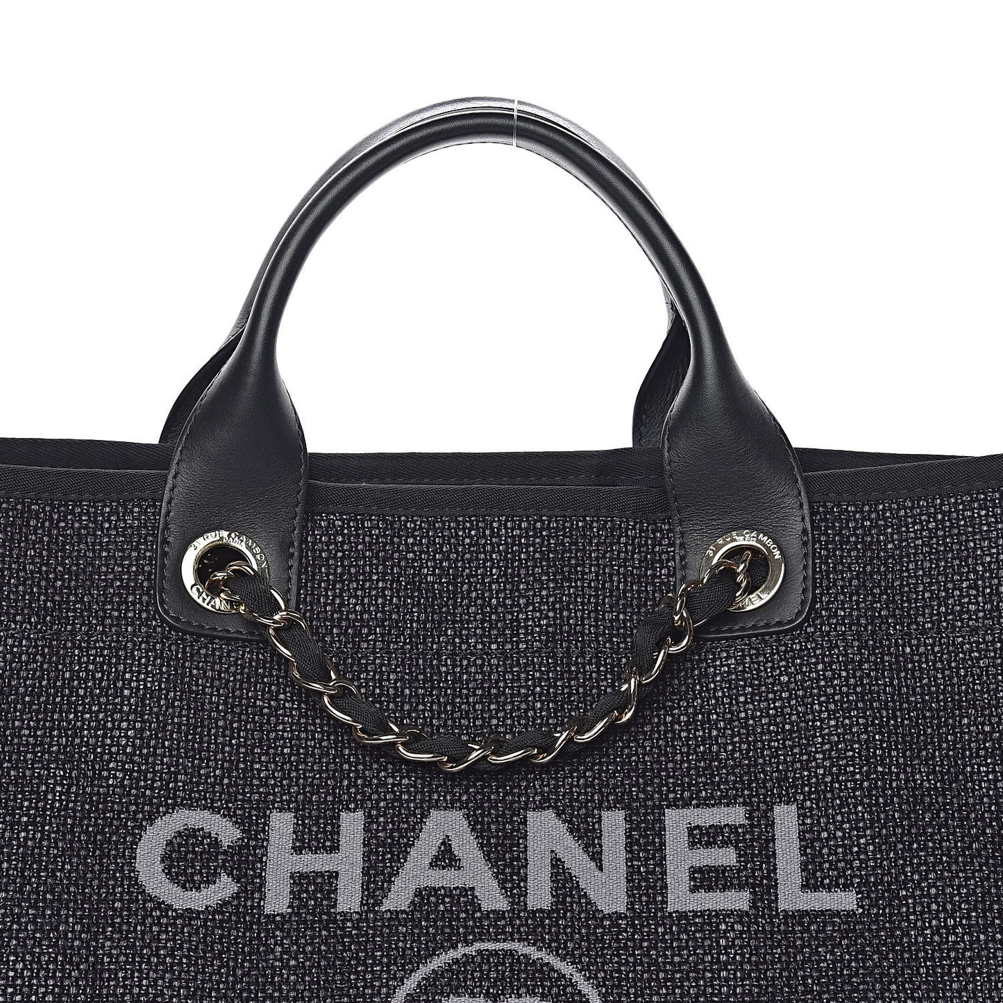Woven Straw Raffia Large Deauville Tote Black