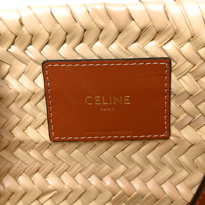 Celine Raffia Calfskin Triomphe Medium Panier Tan 6 of 10