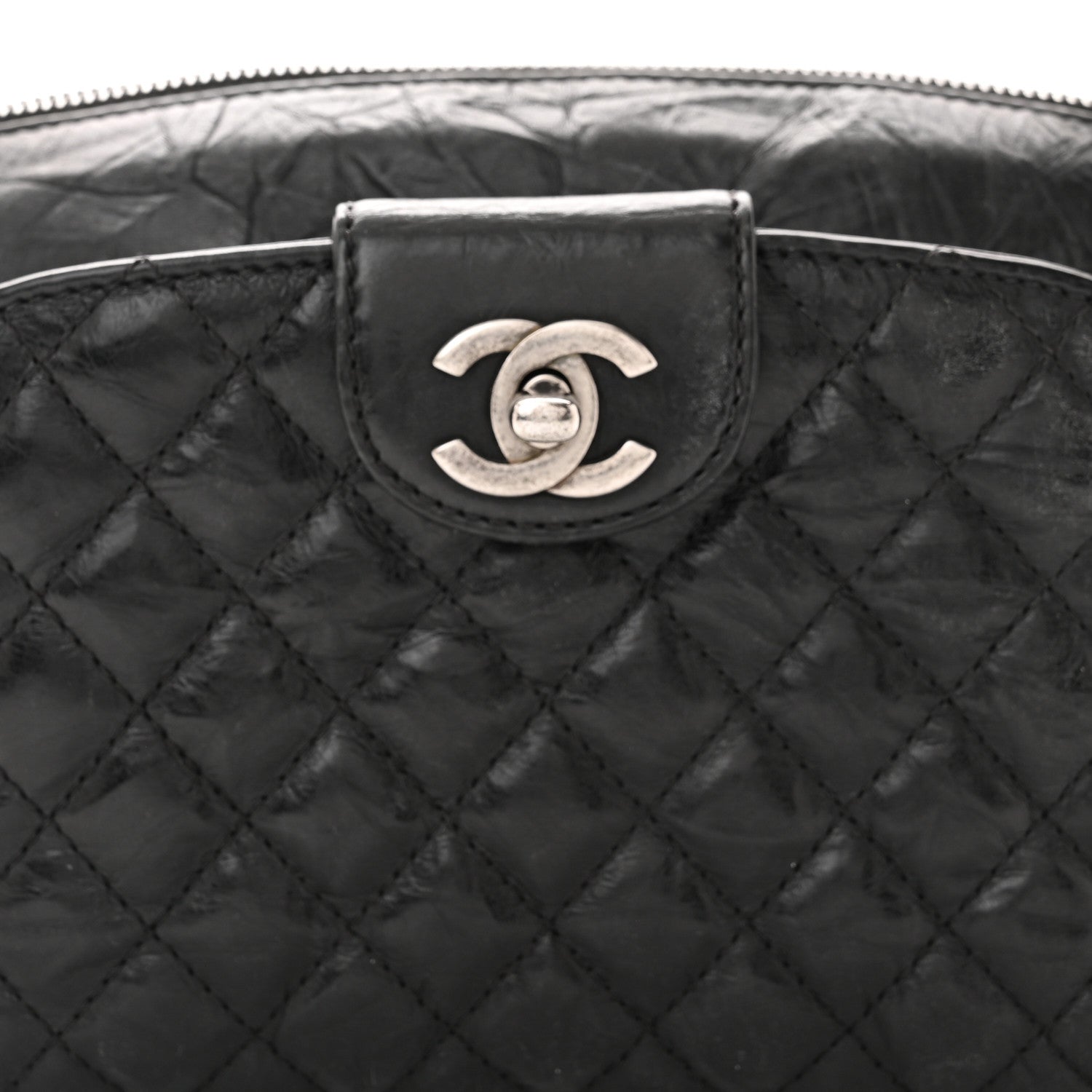 Chanel Crumpled Calfskin Quilted Casual Rock Waist Bag Fanny Pack Black 8 of 11