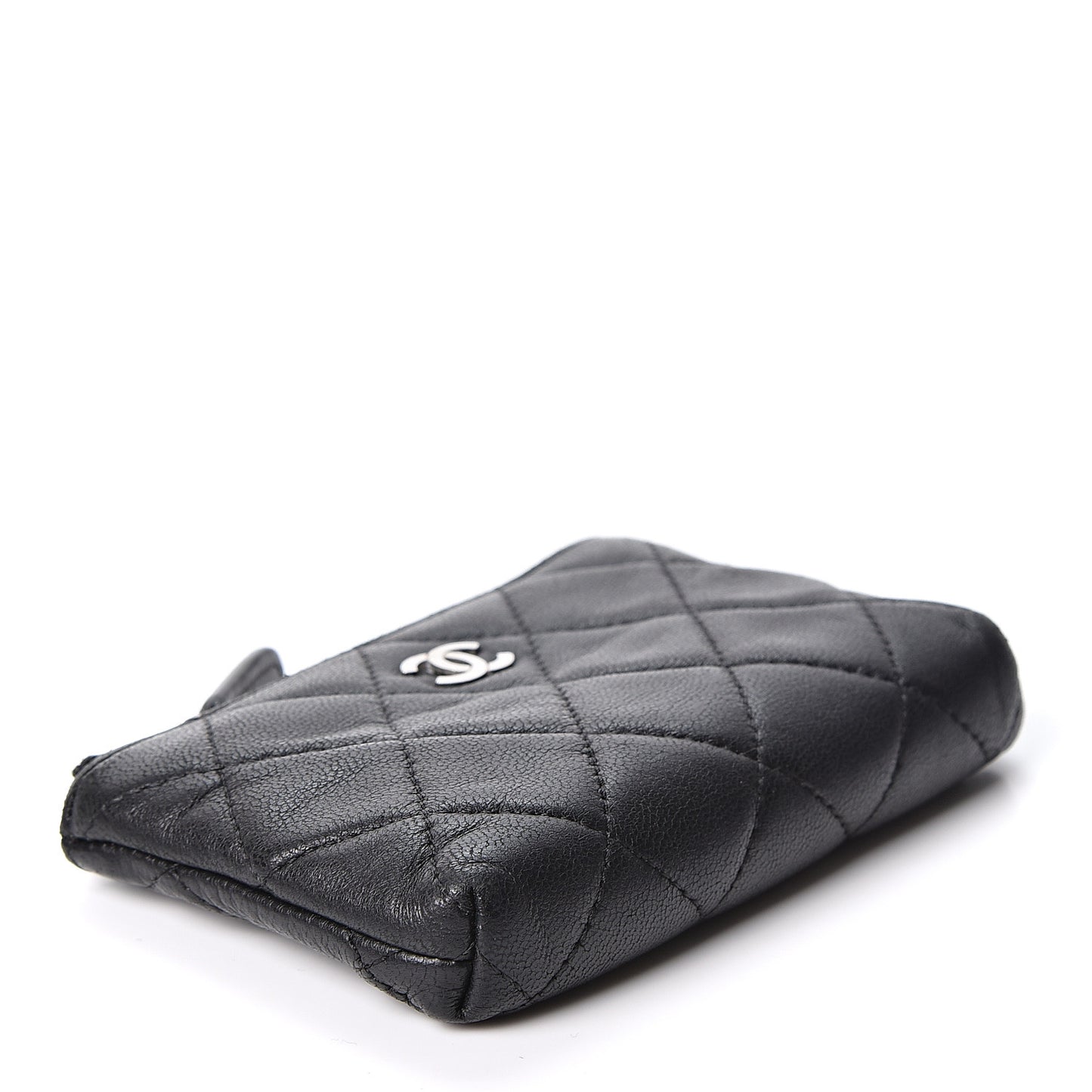 Lambskin Quilted Key Holder Case Black