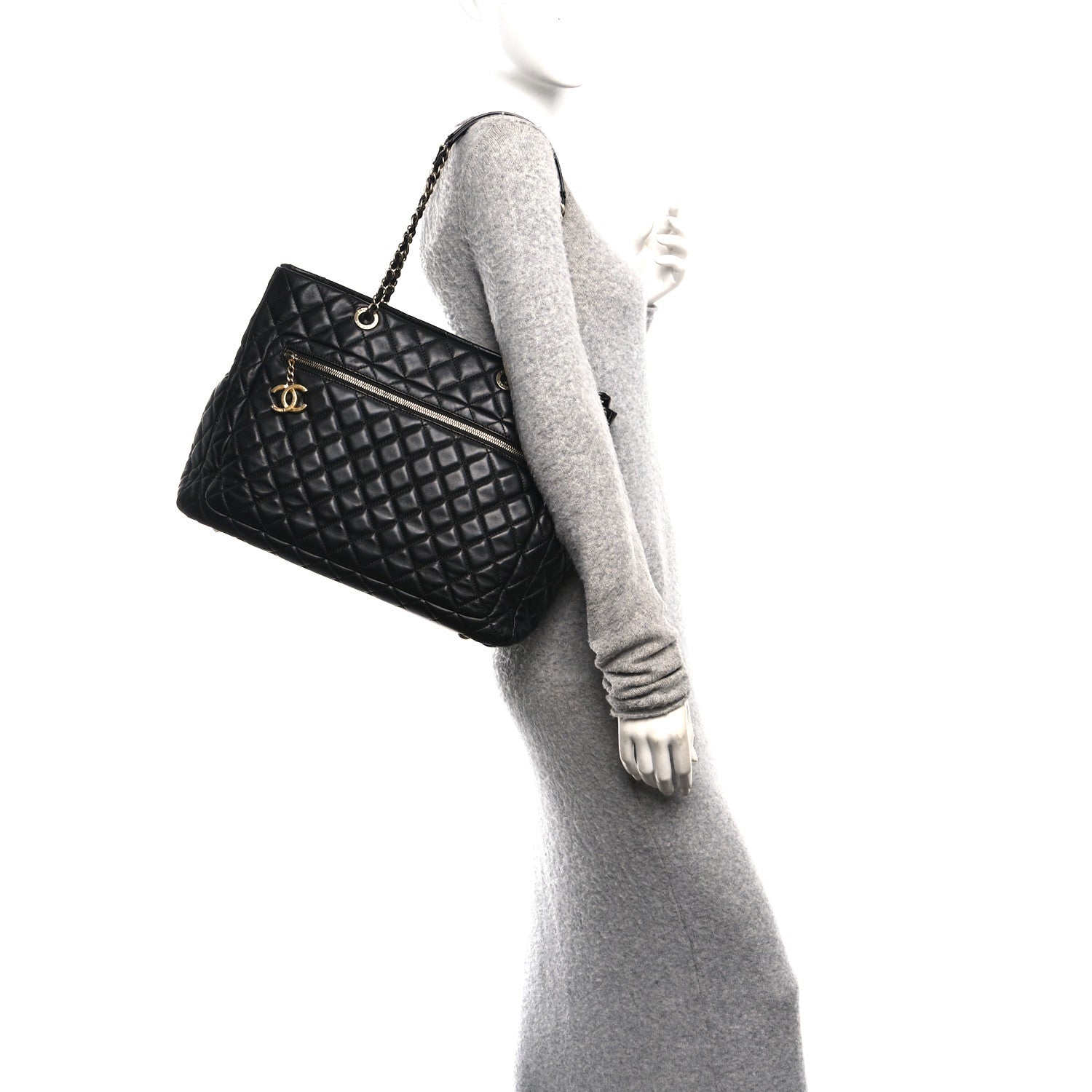 Chanel Lambskin Quilted Large Tote Black 2 of 10