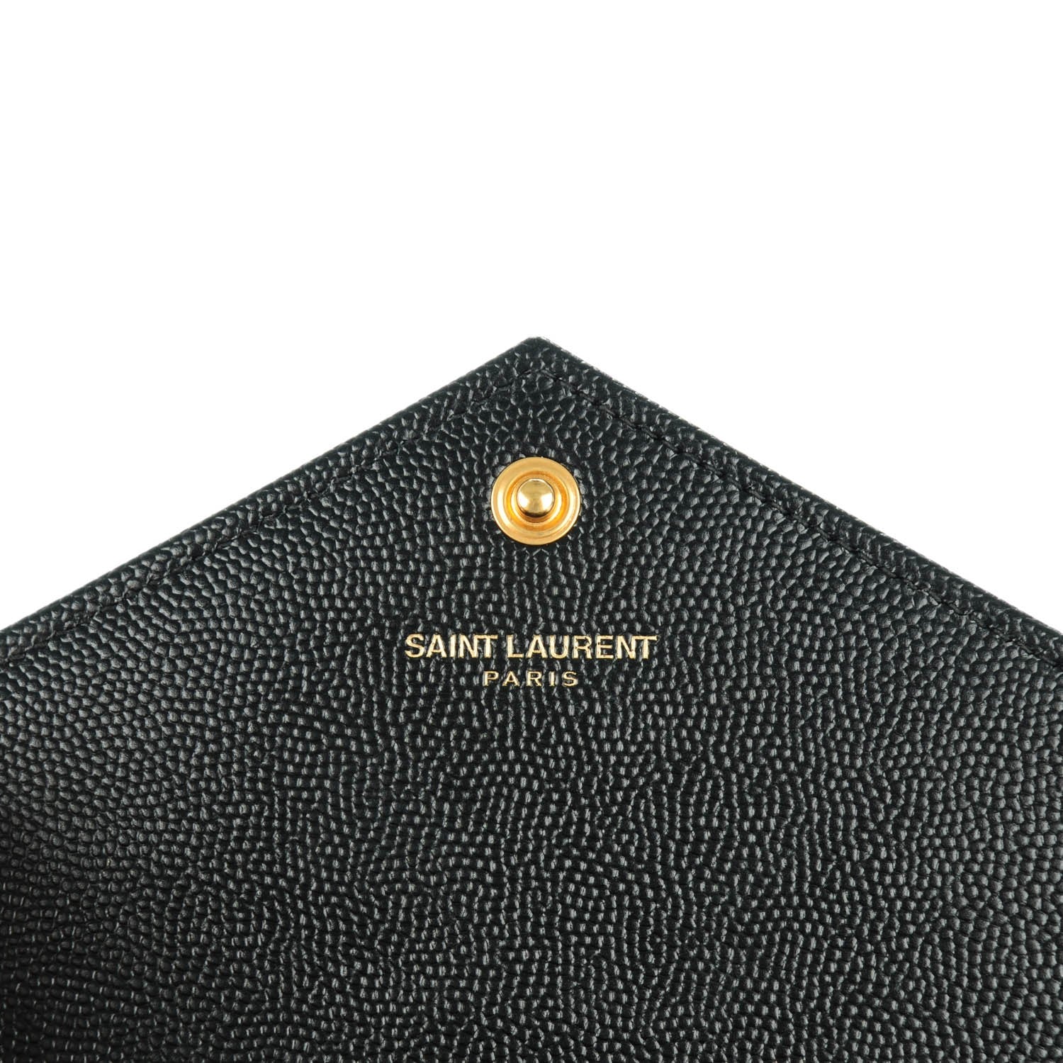 Saint Laurent Grain De Poudre Matelasse Chevron Monogram Chain Wallet Black 6 of 7