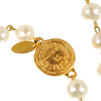 Chanel Pearl CC Long Medallion Necklace Gold 3 of 4