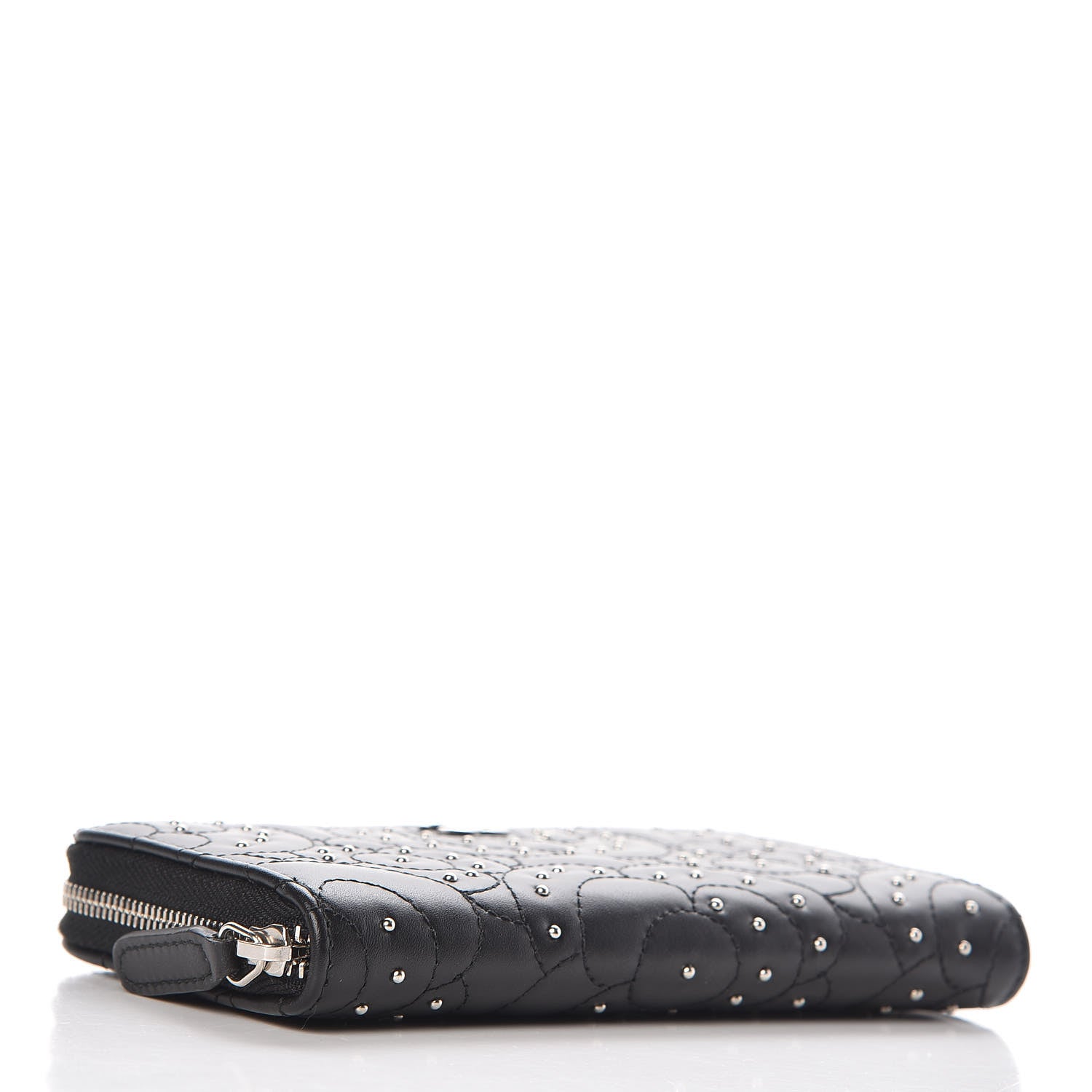 Chanel Lambskin Camellia Studded Zip Around Wallet Black 4 of 9