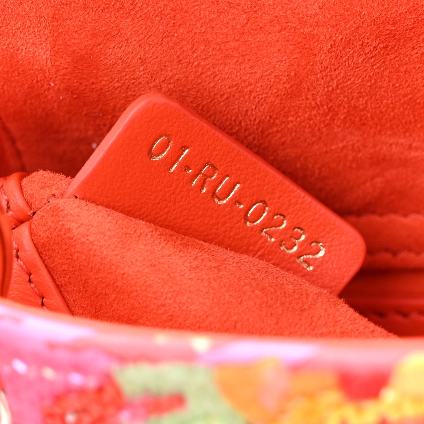 Beaded Embroidery Lambskin Micro Lady Dior Orange Multicolor