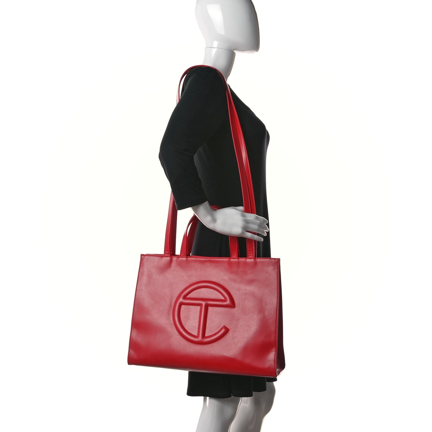 Vegan Leather Medium Shopping Bag Red