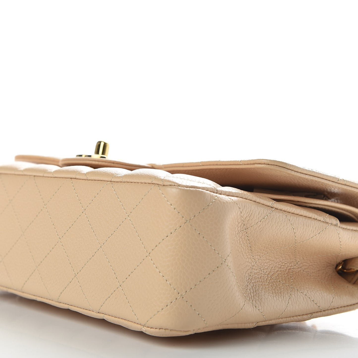 Caviar Quilted Medium Double Flap Beige Clair